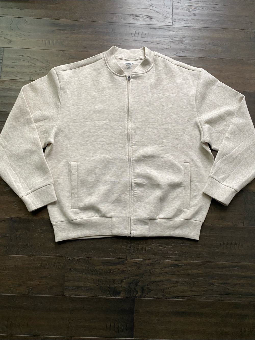 Old Navy Zip-Up Sweat Jacket - Cream Heather Mens Sz Medium Bomber Style